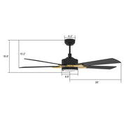 Carro Appleton 52in 5-Blade Smart Ceiling Fan | Modern Black Gold and Plywood | Living Room & Covered Patio | 52 x 52 x 15 in | Model SFR525E-L12-B2-1G