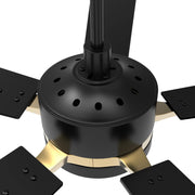 Carro Appleton 52in 5-Blade Smart Ceiling Fan | Modern Black Gold and Plywood | Living Room & Covered Patio | 52 x 52 x 15 in | Model SFR525E-L12-B2-1G