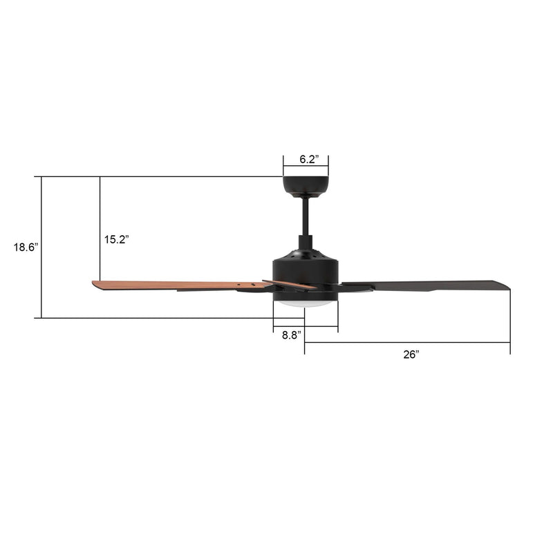 Carro Appleton 52in 5-Blade Smart Ceiling Fan | Modern Black Cherry and Plywood | Living Room & Covered Patio | 52 x 52 x 15 in | Model SFR525E-L12-B3-1