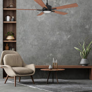 Carro Appleton 52in 5-Blade Smart Ceiling Fan | Modern Black Cherry and Plywood | Living Room & Covered Patio | 52 x 52 x 15 in | Model SFR525E-L12-B3-1
