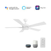 Carro Appleton 52in 5-Blade Smart Ceiling Fan | White Plywood Blades and Integrated LED | Living Room & Covered Patio | 52 x 52 x | Model SFR525E-L12-W1-1