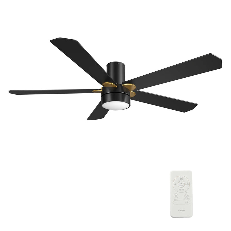 Carro Tarrasa 52in 5-Blade Flush Smart Ceiling Fan | Black Plywood and Integrated LED | Living Room & Covered Patio | 52 x | Model SFR525E2-L11-B2-1G-FM