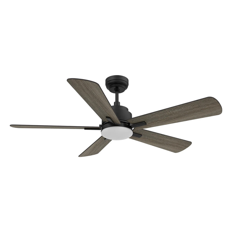 Carro Olinda 52in 5-Blade Smart Ceiling Fan | Black Barnwood Plywood and Integrated LED | Living Room & Covered Patio | 52 x 52 | Model SFR525E3-L12-BG-1