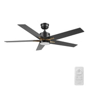 Carro Montgomery 52in 5-Blade Smart Ceiling Fan | Black Gold Finish and Plywood Blades | Living Room & Bedroom | 52 x 52 x 13 in | Model SFR525G3-L11-B2-1G