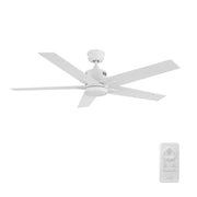 Carro Montgomery 52in 5-Blade Smart Ceiling Fan | White and Plywood Blades | Indoor Living Room & Great Room | 52 x 52 x 13.2 in | Model SFR525G3-L11-W1-1