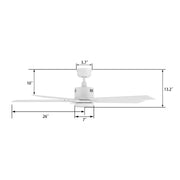 Carro Montgomery 52in 5-Blade Smart Ceiling Fan | White and Plywood Blades | Indoor Living Room & Great Room | 52 x 52 x 13.2 in | Model SFR525G3-L11-W1-1