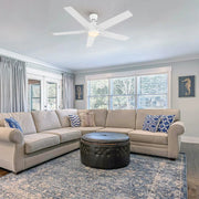 Carro Montgomery 52in 5-Blade Smart Ceiling Fan | White and Plywood Blades | Indoor Living Room & Great Room | 52 x 52 x 13.2 in | Model SFR525G3-L11-W1-1