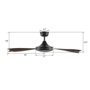 Carro Salem 52in 5-Blade Smart Ceiling Fan | Black and Plywood Blades | Indoor Living Room & Great Room | 52 x 52 x 13.3 in | Model SFR525G4-N10-BW-1