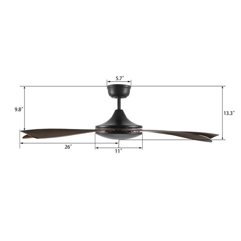Carro Salem 52in 5-Blade Smart Ceiling Fan | Black and Plywood Blades | Indoor Living Room & Great Room | 52 x 52 x 13.3 in | Model SFR525G4-N10-BW-1