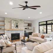Carro Salem 52in 5-Blade Smart Ceiling Fan | Black and Plywood Blades | Indoor Living Room & Great Room | 52 x 52 x 13.3 in | Model SFR525G4-N10-BW-1
