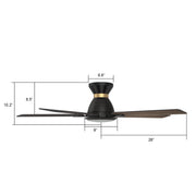 Carro Espear 52in 5-Blade Flush Ceiling Fan | Modern Black Gold and Plywood | Large Living Room & Covered Patio | 52 x 52 x | Model SFR525J-L12-B2-1-FMA