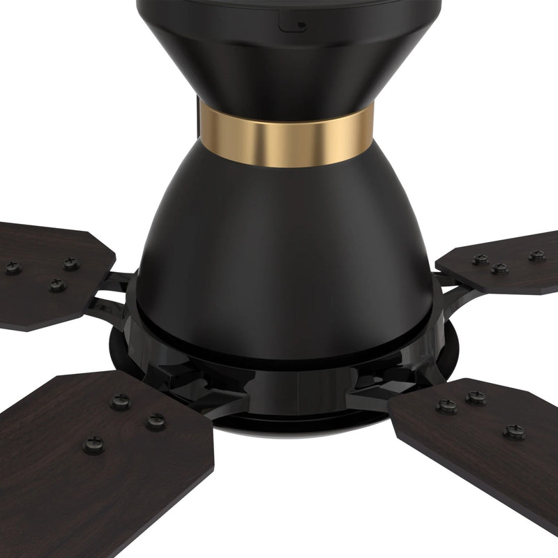 Carro Espear 52in 5-Blade Flush Ceiling Fan | Modern Black Gold and Plywood | Large Living Room & Covered Patio | 52 x 52 x | Model SFR525J-L12-B2-1-FMA