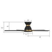 Carro Espear 52in 5-Blade Flush Ceiling Fan | Modern Black/Gold and Plywood with Glass Shade | Large Living Room & Covered | Model SFR525J-L12-B2-1G-FMA