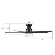 Carro Espear 52in Flush Mount 5-Blade Smart Ceiling Fan | Modern Black Barnwood Plywood Blades | Large Living Room & Covered | Model SFR525J-L12-BG-1-FM