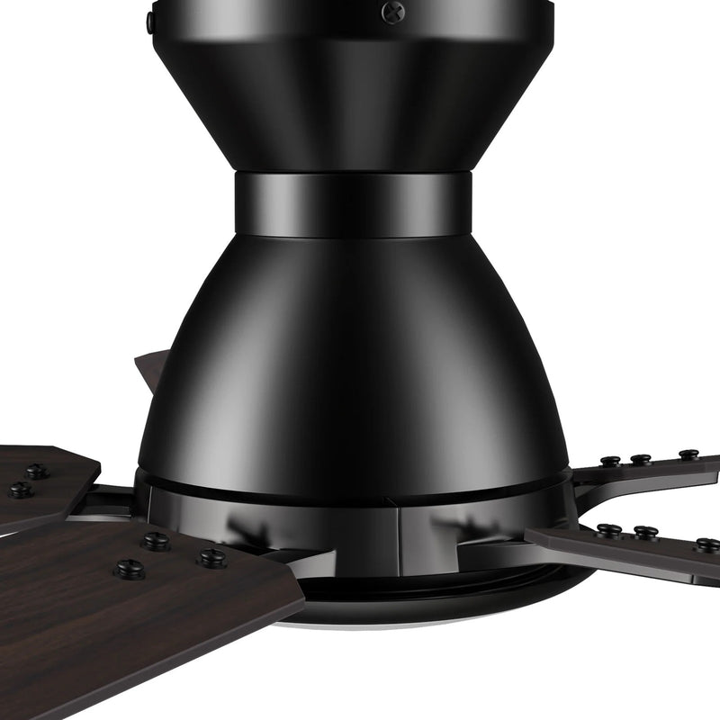 Carro Espear 52in Flush Mount 5-Blade Smart Ceiling Fan | Modern Black Barnwood Plywood Blades | Large Living Room & Covered | Model SFR525J-L12-BG-1-FM