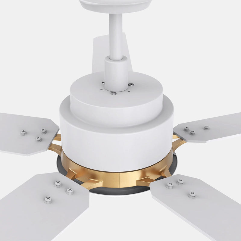 Carro Espear 52in 5-Blade Smart Ceiling Fan | Modern White Gold Plywood Blades | Large Living Room & Covered Patio | 14.4 x 52 x | Model SFR525J-L12-W1-1G