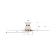 Carro Espear 52in Flush Ceiling Fan | Modern White and Gold Plywood Blades | Living Room & Covered Patio | 52 x 52 x 11 in | Model SFR525J-L12-W1-1G-FMA