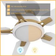 Carro Espear 52in Flush Ceiling Fan | Modern White and Gold Plywood Blades | Living Room & Covered Patio | 52 x 52 x 11 in | Model SFR525J-L12-W1-1G-FMA