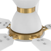Carro Espear 52in Flush Ceiling Fan | Modern White and Gold Plywood Blades | Living Room & Covered Patio | 52 x 52 x 11 in | Model SFR525J-L12-W1-1G-FMA