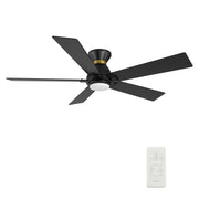 Carro Ascender 52in 5-Blade Flush Mount Smart Ceiling Fan | Modern Black Gold and Plywood | Living Room & Covered Patio | 52 | Model SFR525J1-L11-B2-1-FMA