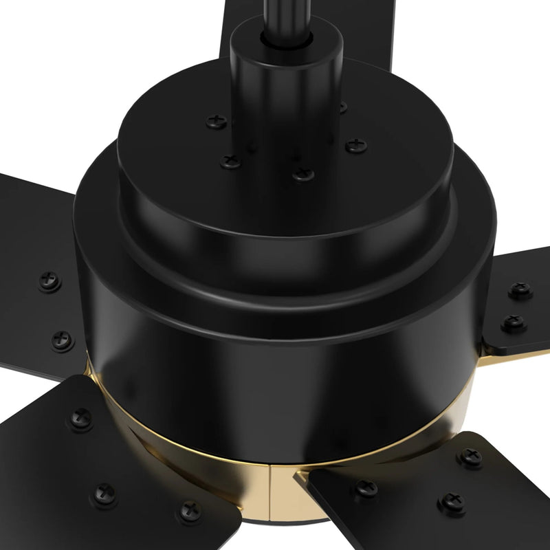 Carro Ascender 52in 5-Blade Smart Ceiling Fan | Modern Black Gold and Plywood | Living Room & Covered Patio | 52 x 52 x 14.7 in | Model SFR525J1-L11-B2-1G