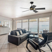 Carro Ascender 52in 5-Blade Smart Ceiling Fan | Modern Black Gold and Plywood | Living Room & Covered Patio | 52 x 52 x 14.7 in | Model SFR525J1-L11-B2-1G