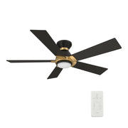 Carro Ascender 52in 5-Blade Flush Mount Smart Ceiling Fan | Modern Black/Gold and Plywood | Living Room & Covered Patio | Model SFR525J1-L11-B2-1G-FMA