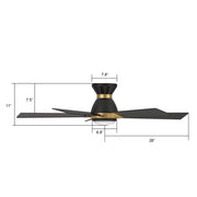 Carro Ascender 52in 5-Blade Flush Mount Smart Ceiling Fan | Modern Black/Gold and Plywood | Living Room & Covered Patio | Model SFR525J1-L11-B2-1G-FMA