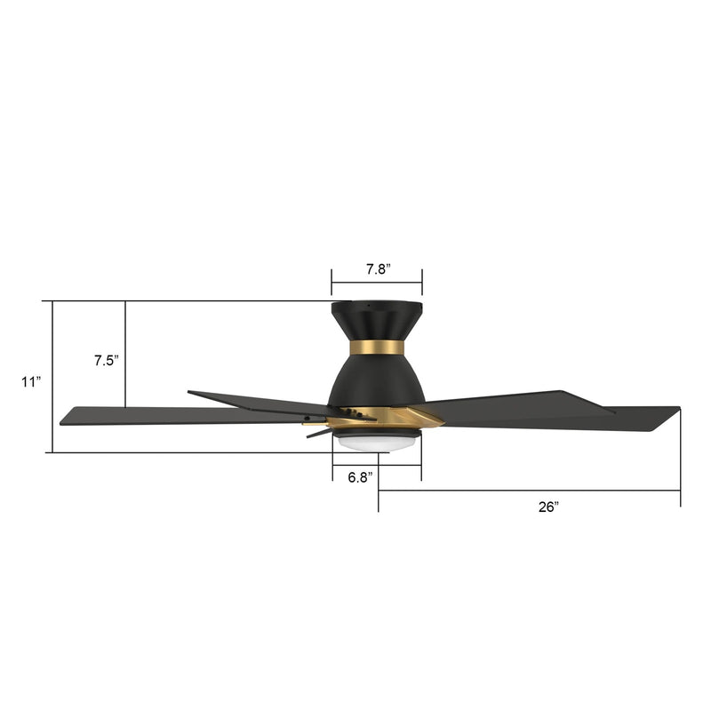 Carro Ascender 52in 5-Blade Flush Mount Smart Ceiling Fan | Modern Black/Gold and Plywood | Living Room & Covered Patio | Model SFR525J1-L11-B2-1G-FMA
