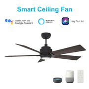 Carro Ascender 52in 5-Blade Smart Ceiling Fan | Modern Black Walnut and Plywood | Living Room & Covered Patio | 52 x 52 x 14.7 in | Model SFR525J1-L11-B5-1