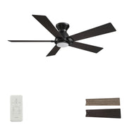Carro Ascender 52in 5-Blade Flush Mount Smart Ceiling Fan | Modern Black Barnwood Plywood Blades | Living Room & Covered | Model SFR525J1-L11-BG-1-FM