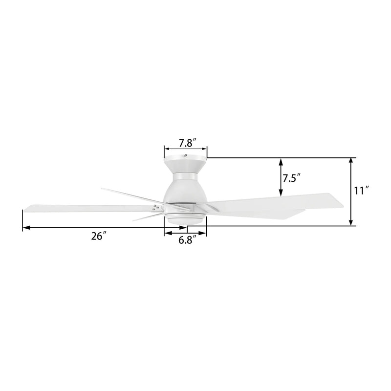 Carro Ascender 52in 5-Blade Flush Mount Smart Ceiling Fan | Modern White Plywood Blades | Living Room & Covered Patio | 52 x | Model SFR525J1-L11-W1-1-FM