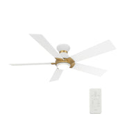 Carro Ascender 52in 5-Blade Flush Mount Smart Ceiling Fan | Modern White/Gold Plywood Blades | Living Room & Covered Patio | Model SFR525J1-L11-W1-1G-FMA