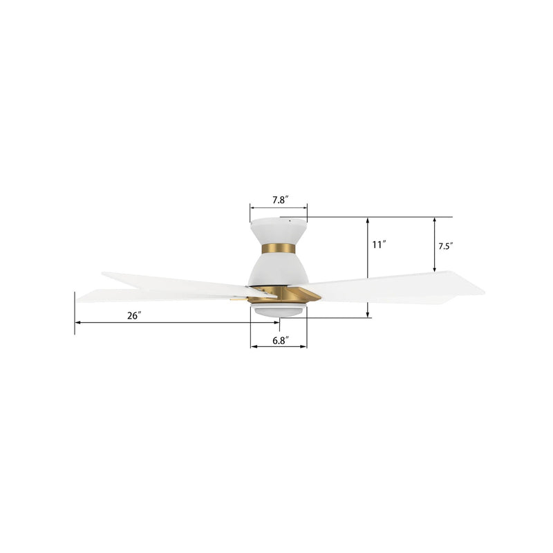 Carro Ascender 52in 5-Blade Flush Mount Smart Ceiling Fan | Modern White/Gold Plywood Blades | Living Room & Covered Patio | Model SFR525J1-L11-W1-1G-FMA