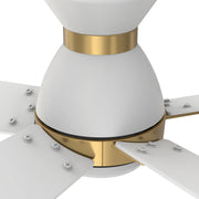 Carro Ascender 52in 5-Blade Flush Mount Smart Ceiling Fan | Modern White/Gold Plywood Blades | Living Room & Covered Patio | Model SFR525J1-L11-W1-1G-FMA
