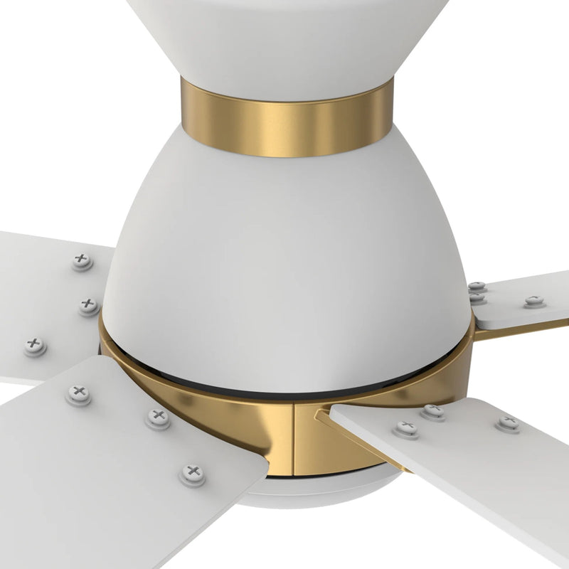 Carro Ascender 52in 5-Blade Flush Mount Smart Ceiling Fan | Modern White/Gold Plywood Blades | Living Room & Covered Patio | Model SFR525J1-L11-W1-1G-FMA
