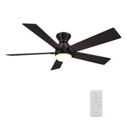 Carro Ascender 52in 5-Blade Flush Ceiling Fan | Modern Black and Plywood | Large Living Room & Covered Patio | 52 x 52 x 12.5 | Model SFR525J1-L21-BG-1-FM