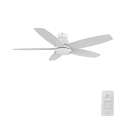 Carro Fremont 52in Flush Ceiling Fan | Modern White Plywood Blades | Living Room & Covered Patio | 52 x 52 x 11.2 in | Model SFR525Q5-L12-W1-1-FM
