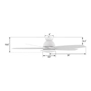 Carro Fremont 52in Flush Ceiling Fan | Modern White Plywood Blades | Living Room & Covered Patio | 52 x 52 x 11.2 in | Model SFR525Q5-L12-W1-1-FM