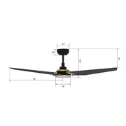 Carro Kaj 56in Smart Ceiling Fan | Modern Black Gold and Plywood Blades | Living Room & Covered Patio | 56 x 56 x 13.4 in | Model SFR563B-L12-B2-1G