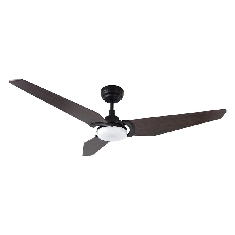 Carro Kaj 56in Smart Ceiling Fan | Modern Black Walnut and Plywood Blades | Living Room & Covered Patio | 56 x 56 x 13.4 in | Model SFR563B-L12-B5-1