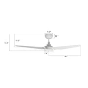 Carro Kaj 56in Smart Ceiling Fan | Modern White and Plywood Blades | Living Room & Covered Patio | 56 x 56 x 13.4 in | Model SFR563B-L12-W1-1