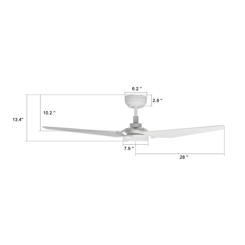 Carro Kaj 56in Smart Ceiling Fan | Modern White and Plywood Blades | Living Room & Covered Patio | 56 x 56 x 13.4 in | Model SFR563B-L12-W1-1