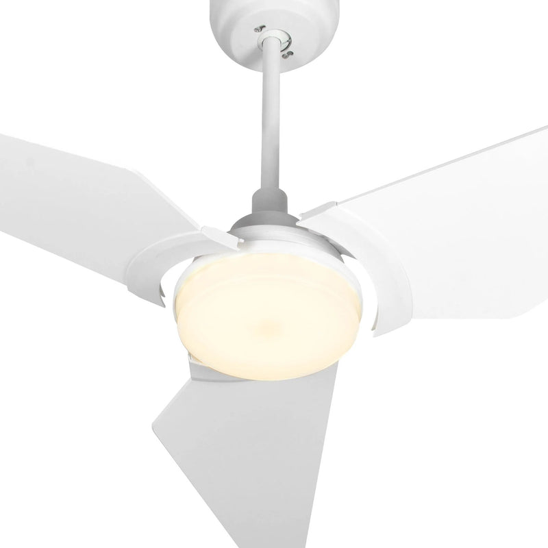 Carro Kaj 56in Smart Ceiling Fan | Modern White and Plywood Blades | Living Room & Covered Patio | 56 x 56 x 13.4 in | Model SFR563B-L12-W1-1