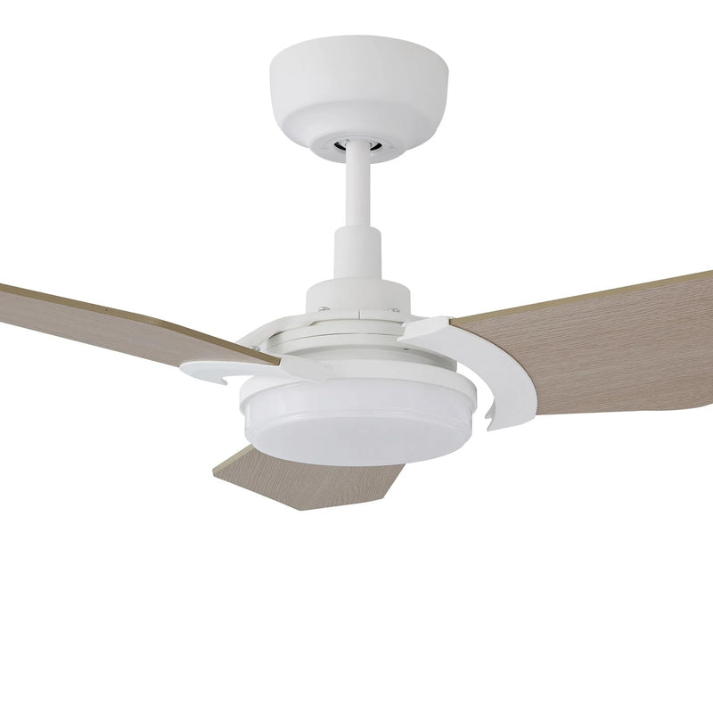 Carro Kaj 56in Smart Ceiling Fan | Modern White Chestnut and Plywood Blades | Living Room & Covered Patio | 56 x 56 x 13.4 in | Model SFR563B-L12-W6-1