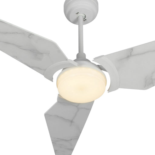 Carro Kaj 56in Smart Ceiling Fan | White Marble Plywood Blades | Living Room & Covered Patio | 56 x 56 x 13.4 in, 4000K LED, DC | Model SFR563B-L12-W7-1