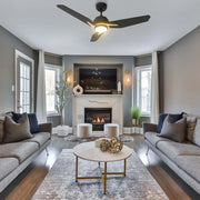 Carro Calen 56in Smart Ceiling Fan | Black Gold Plywood Blades | Living Room & Covered Patio | 56 x 56 x 13.2 in, 4000K LED, DC | Model SFR563J3-L11-B2-1G