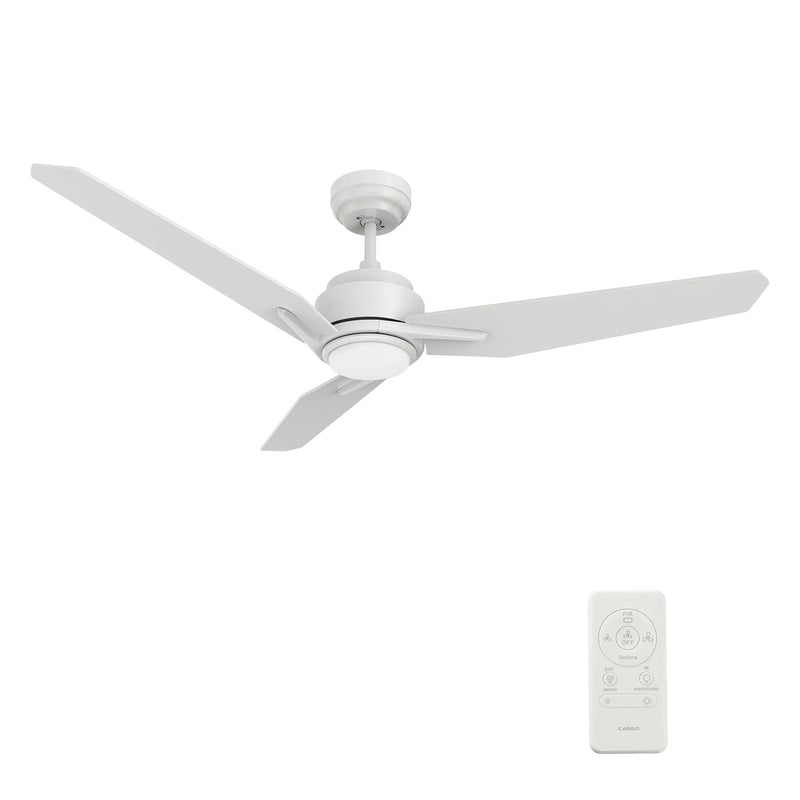 Carro Calen 56in Smart Ceiling Fan | White Plywood Blades | Living Room & Covered Patio | 56 x 56 x 13.2 in, 4000K LED, DC Motor | Model SFR563J3-L11-W1-1