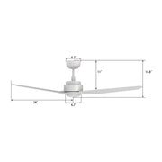 Carro Calen 56in Smart Ceiling Fan | White Plywood Blades | Living Room & Covered Patio | 56 x 56 x 13.2 in, 4000K LED, DC Motor | Model SFR563J3-L11-W1-1