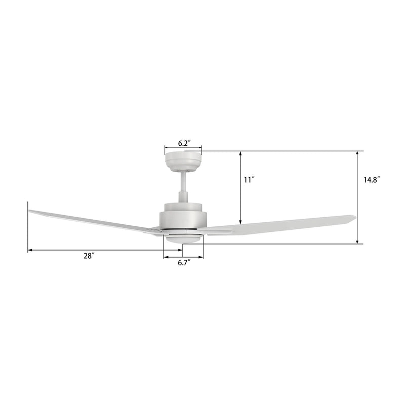 Carro Calen 56in Smart Ceiling Fan | White Plywood Blades | Living Room & Covered Patio | 56 x 56 x 13.2 in, 4000K LED, DC Motor | Model SFR563J3-L11-W1-1